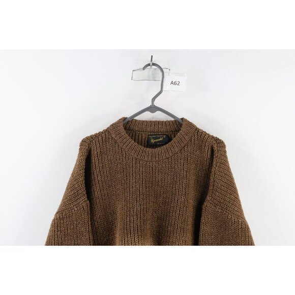 Vintage 60s 70s Rockabilly Mens 2XL Distressed Chunky Wool Ribbed Knit Sweater - Picture 2 of 8